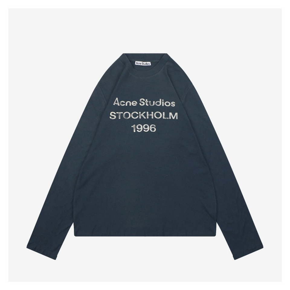 Acne Studios 1996 Distressed Logo Shirt Navy
