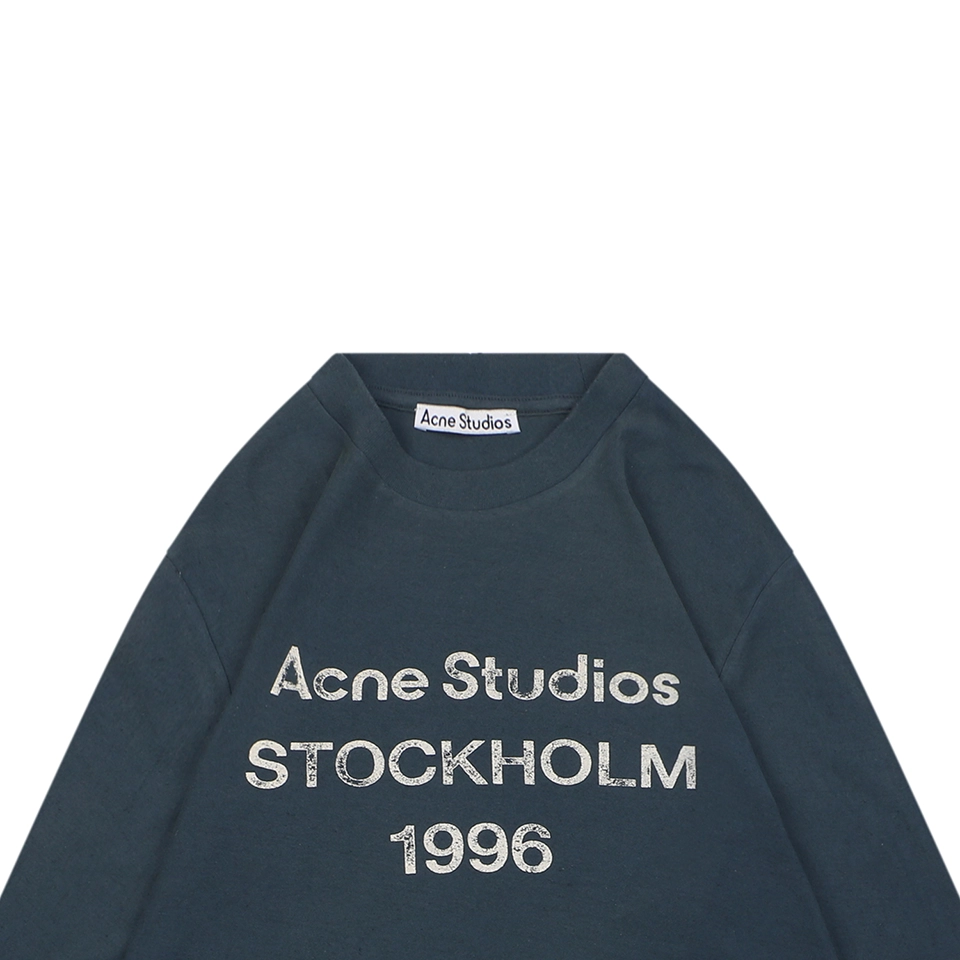 Acne Studios 1996 Distressed Logo Shirt Navy