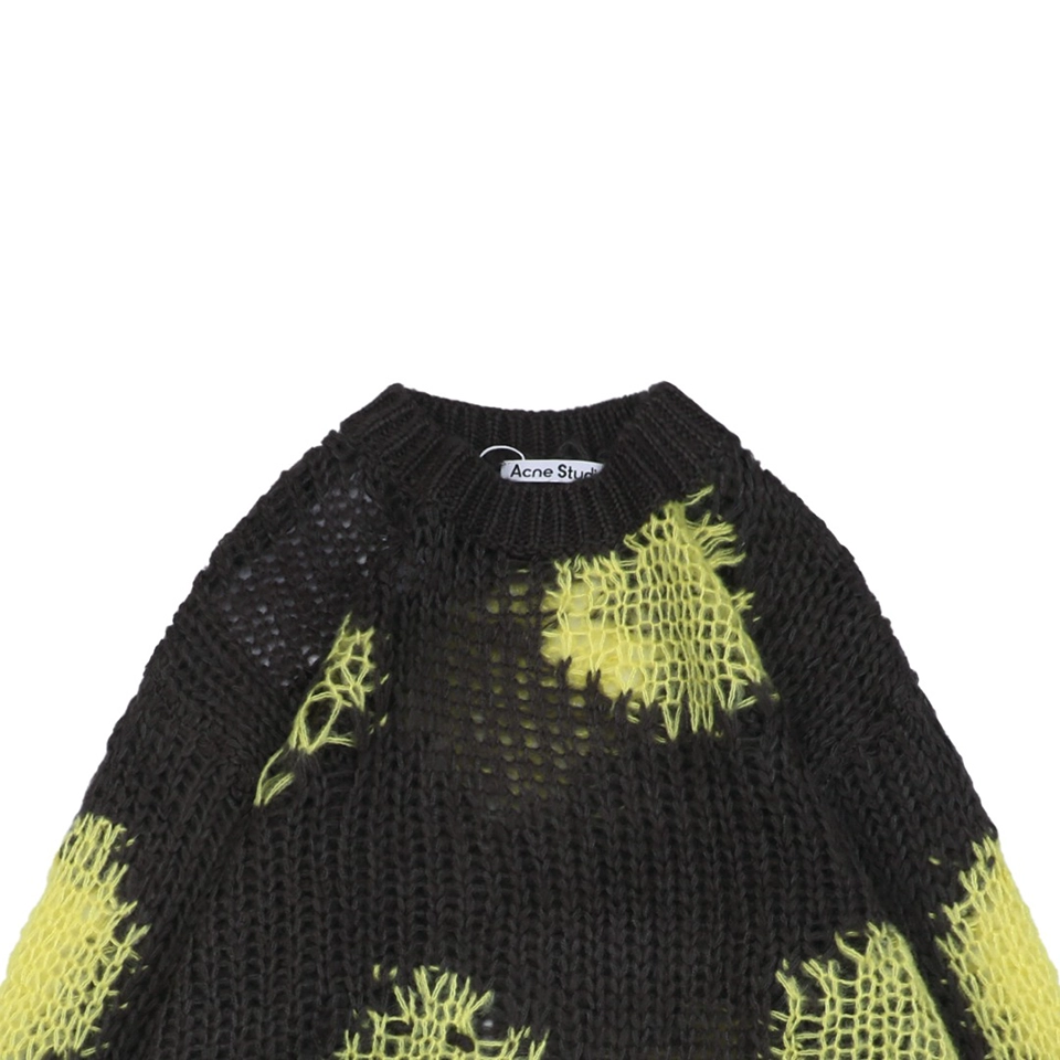 Acne Studios Distressed Smiley Face Open-Knit Sweater