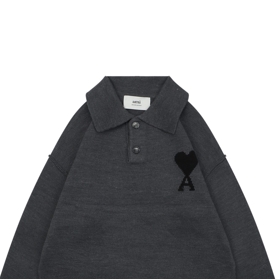 Ami Heart Logo Polo Knit Sweater15.jpeg