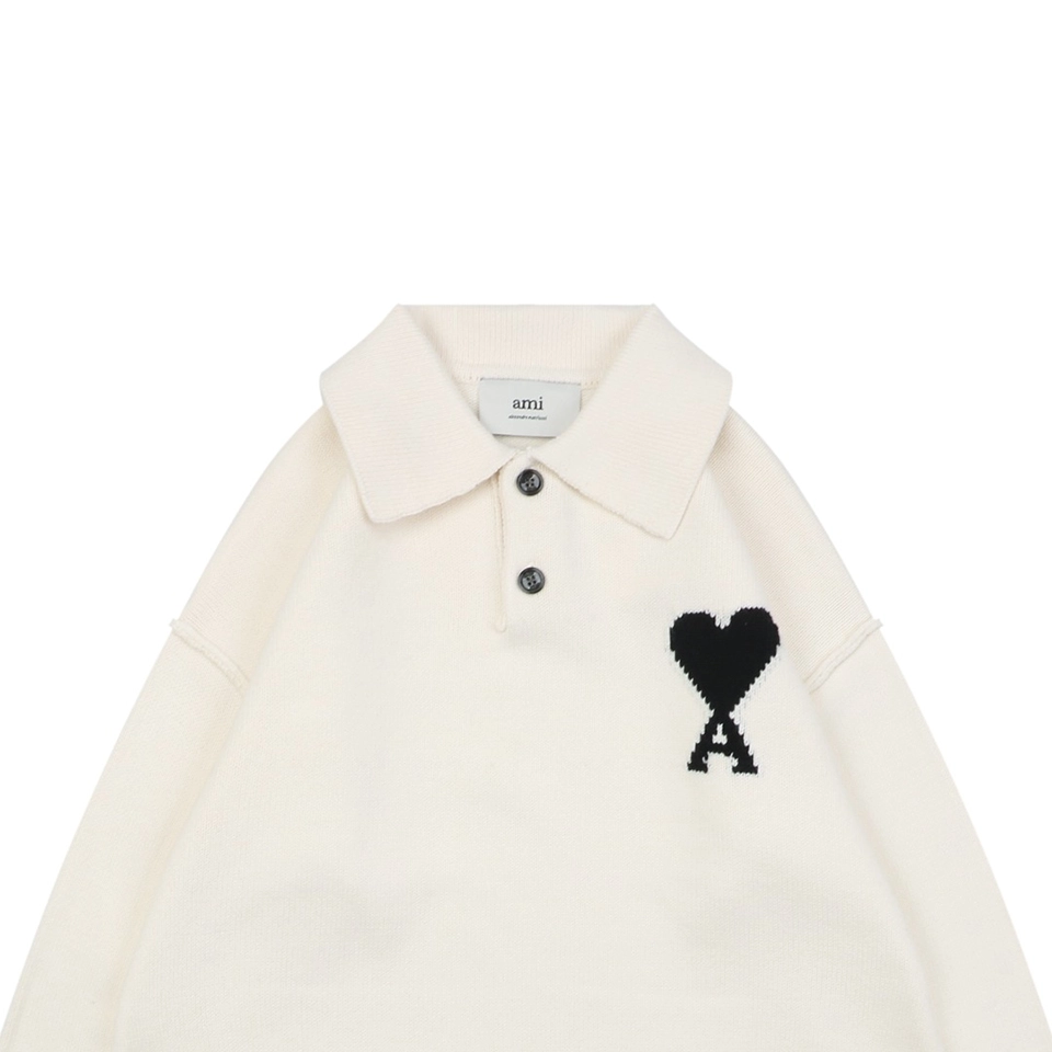 Ami Heart Logo Polo Knit Sweater2.jpeg