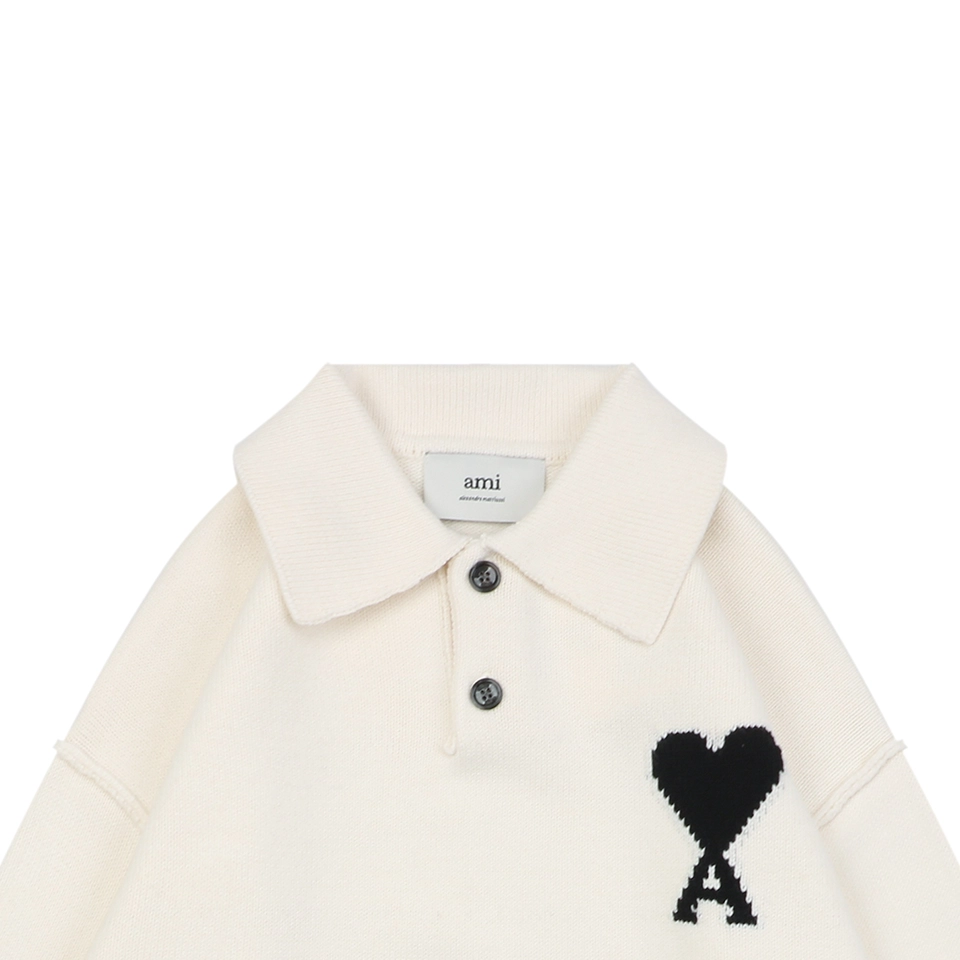 Ami Heart Logo Polo Knit Sweater5.jpeg