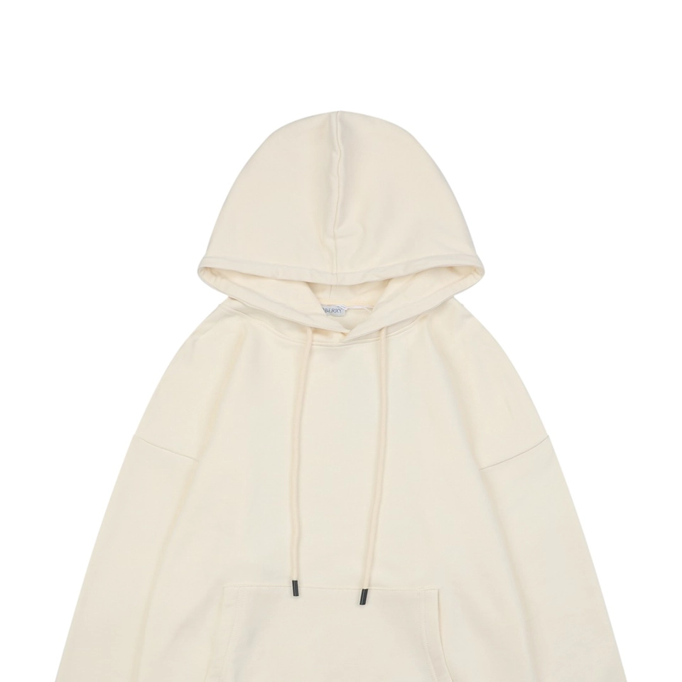 BBry Check Label Patch Hoodie White