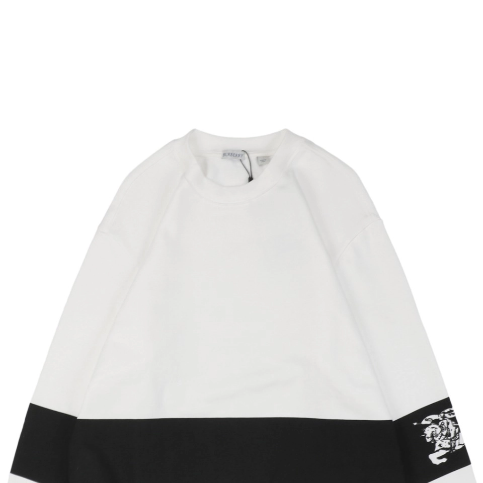 BBry Equestrian Knight Stripe Panel Sweatshirt White