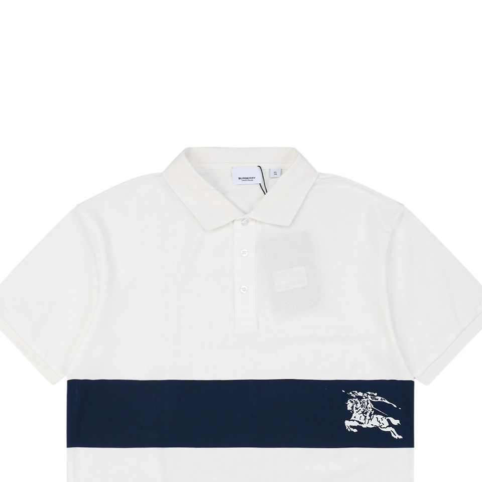 BBry Equestrian Knight Stripe Polo T-shirt White
