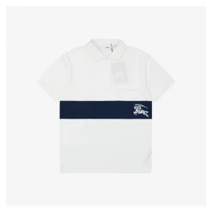 BBry Equestrian Knight Stripe Polo T-shirt White