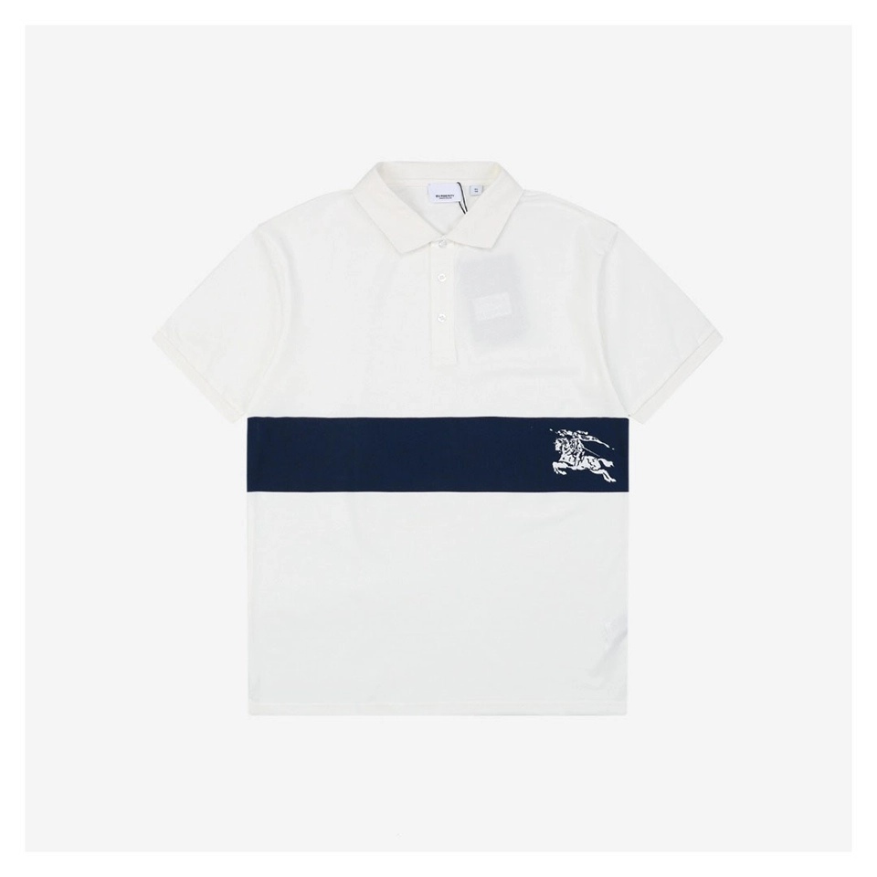 BBry Equestrian Knight Stripe Polo T-shirt White