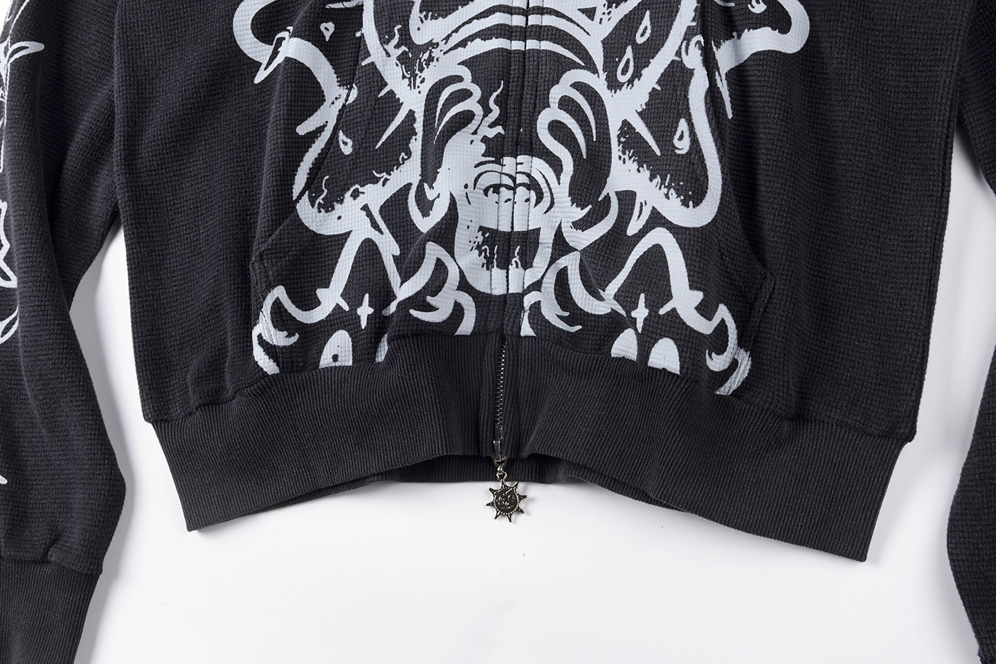 Glo Gang Spiked Hood Black Graphic Hoodie1