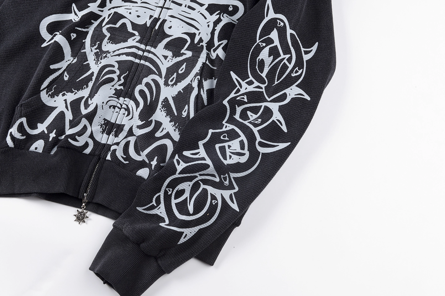 Glo Gang Spiked Hood Black Graphic Hoodie10
