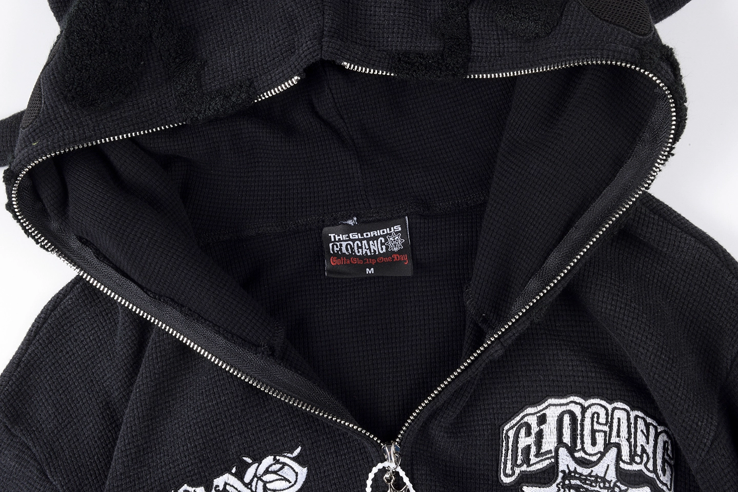 Glo Gang Spiked Hood Black Graphic Hoodie4