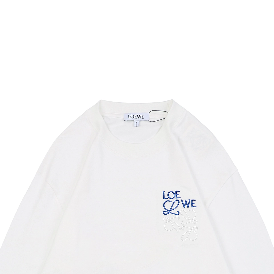 L Color-Contrast Dislocated Logo Embroidered Shirt White