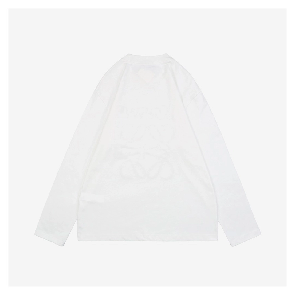 L Color-Contrast Dislocated Logo Embroidered Shirt White