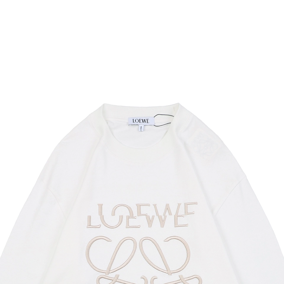 L Dislocated Logo Embroidered Shirt White