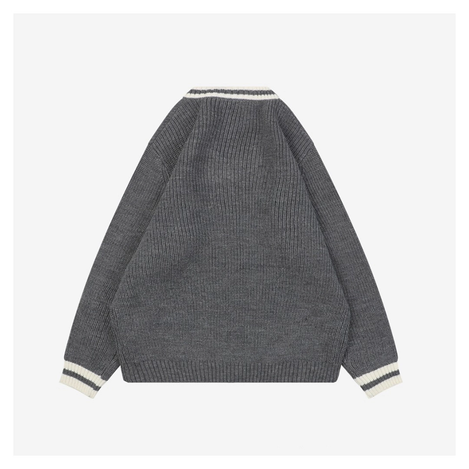 MM Grey/White Logo V-Neck Sweater