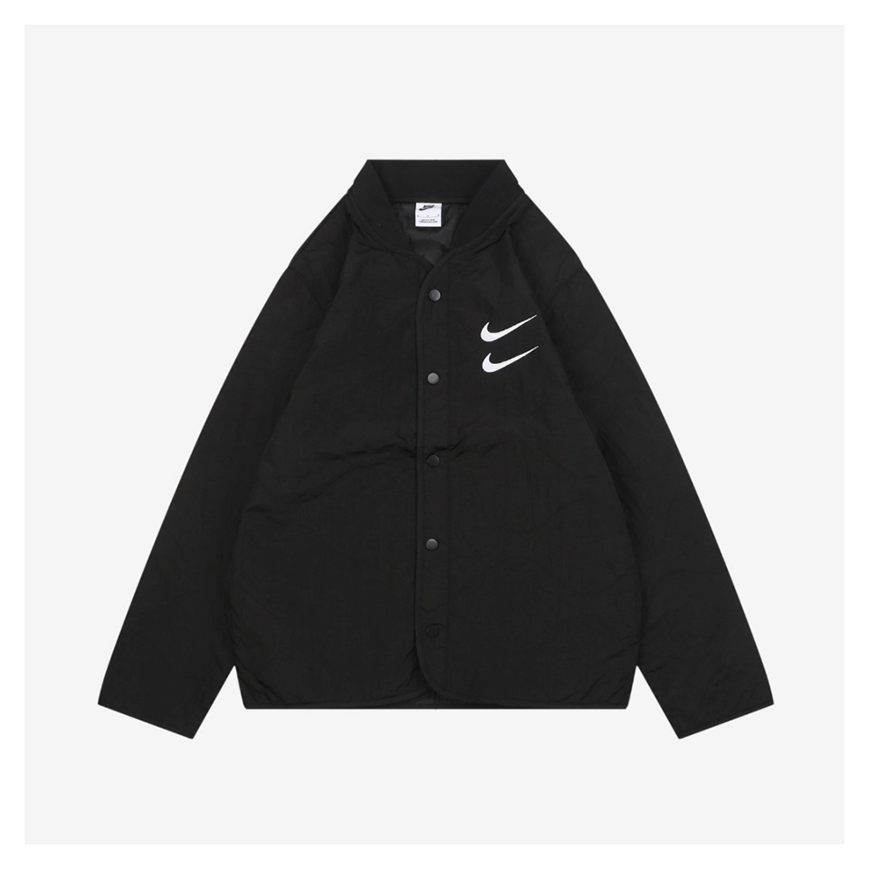 Nike Swoosh Embroidered Cotton Shirt Jacket Black