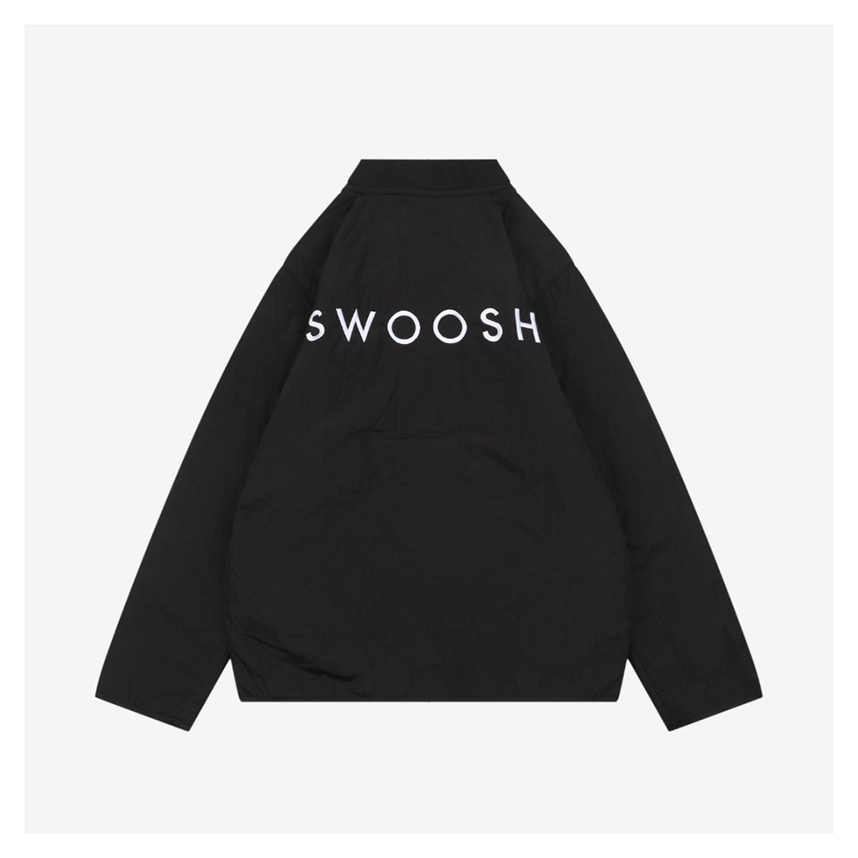 Nike Swoosh Embroidered Cotton Shirt Jacket Black