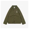 Swoosh Embroidered Cotton Shirt Jacket (Green/Black)