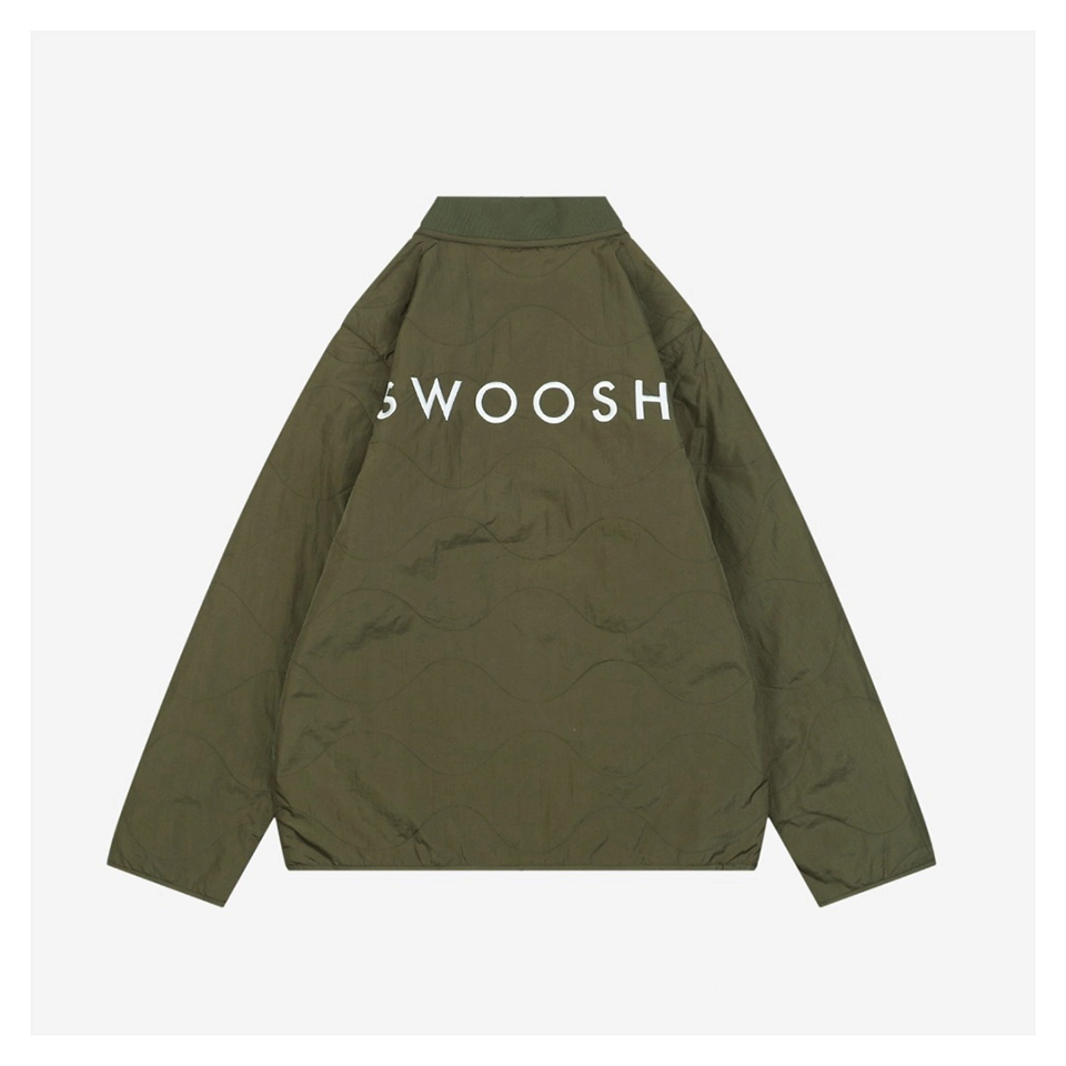 Nike Swoosh Embroidered Cotton Shirt Jacket Green