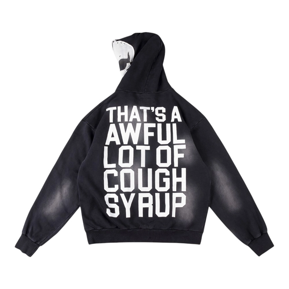 That’s A Awful Lot of Cough Syrup Skeleton Print Full Zip Hoodie
