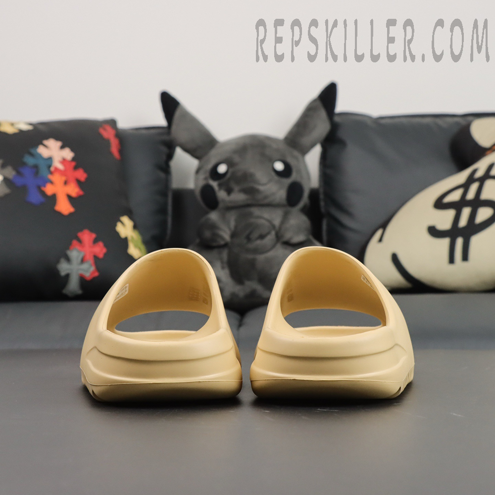 Yeezy Slides ‘Desert Sand’ Rear View Shows the stable heel structure for supportive comfort.