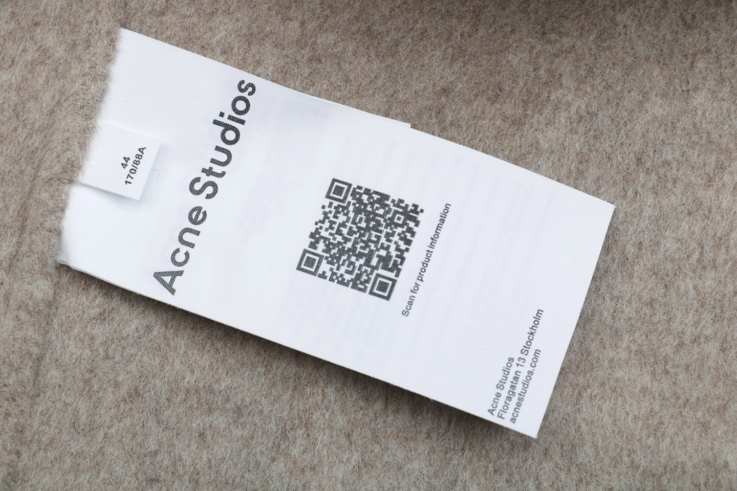Acne Studios Cashmere Hooded Jacket Logo tag