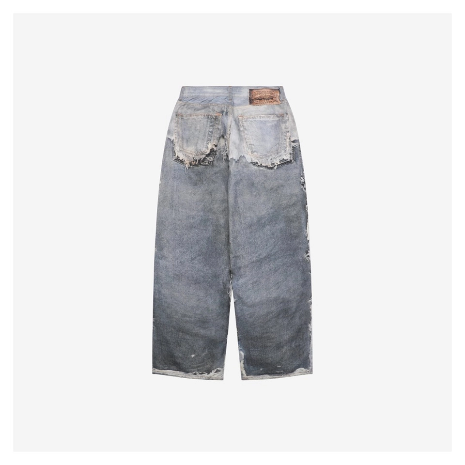 Acne Studios Destroyed Trompe-l’œil Denim Pants Back side