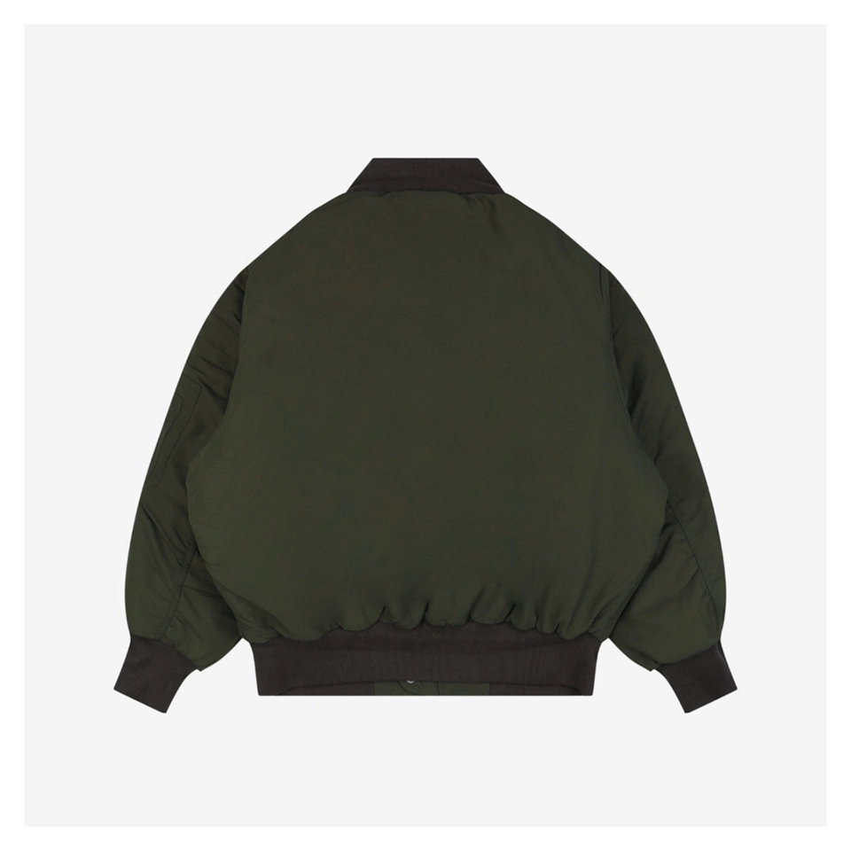 Adidas Three-Stripes Padded Flight Jacket Olive Green Back side