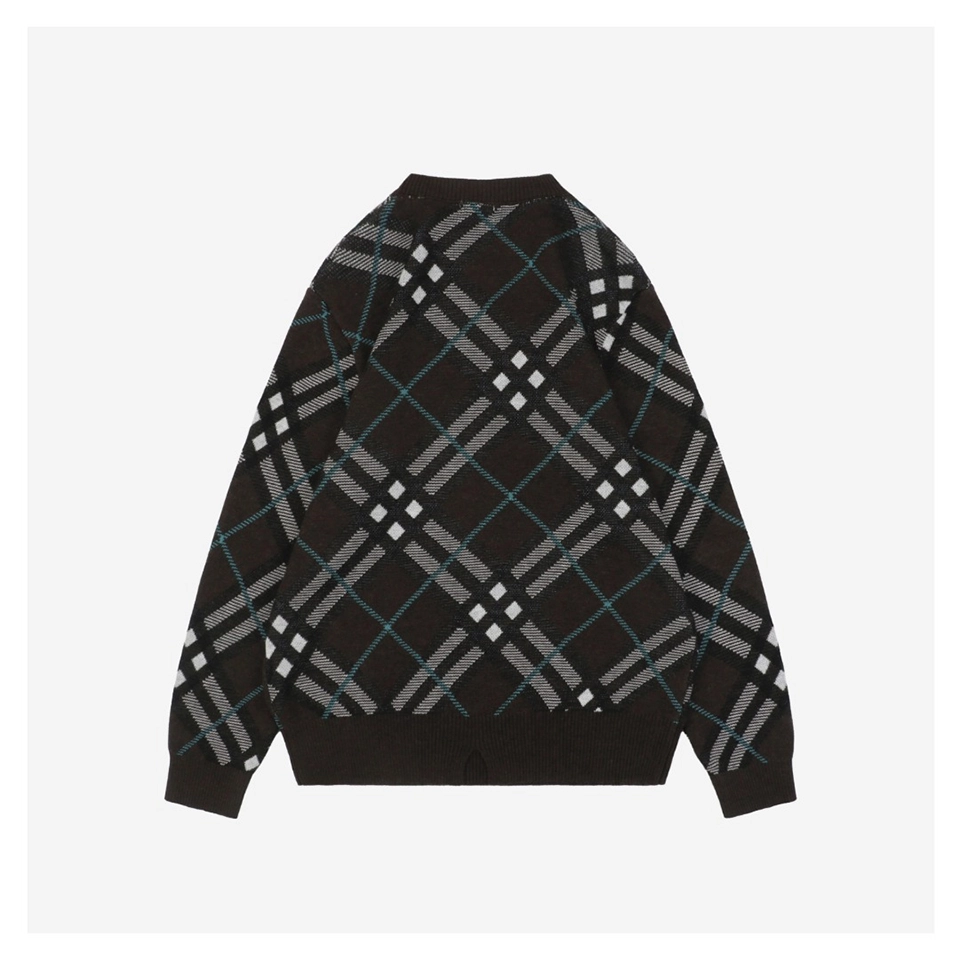 BBry Check Pattern Crewneck Sweater Back side