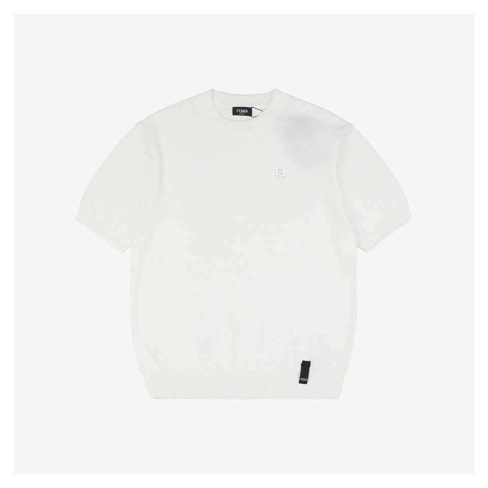 F Metallic Logo Jacquard T-shirt White Front side