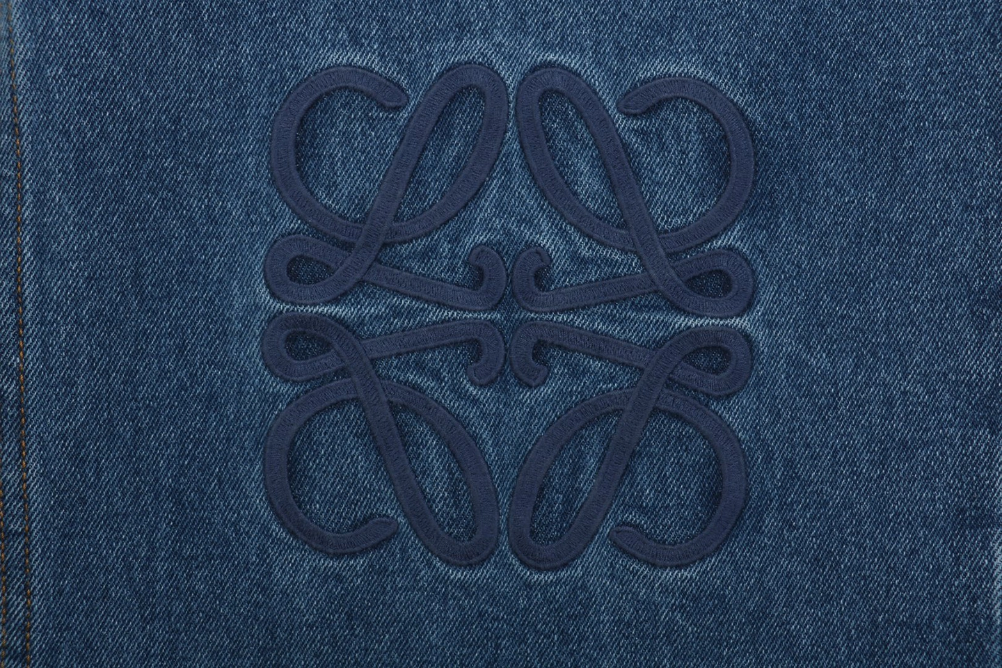 L Anagram Knee Embroidered Denim Pants Logo