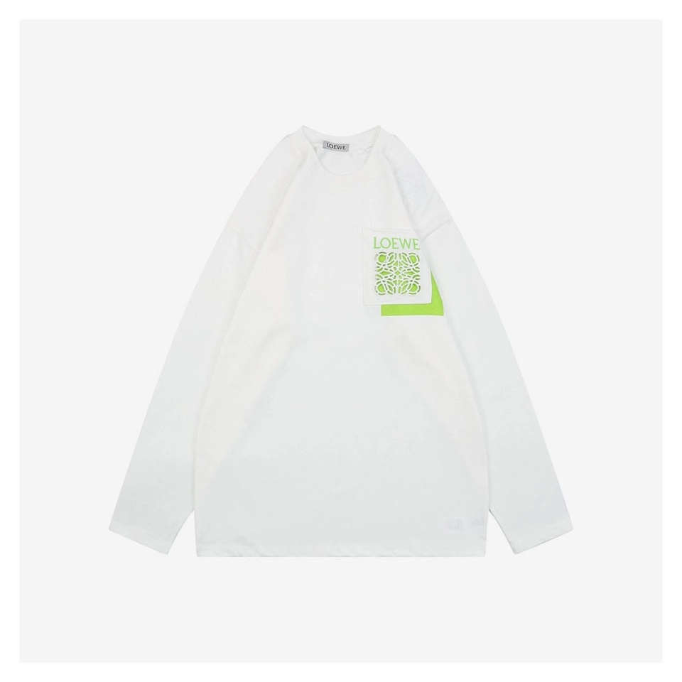 L Hollow Logo Pocket Detail Shirt White Front side