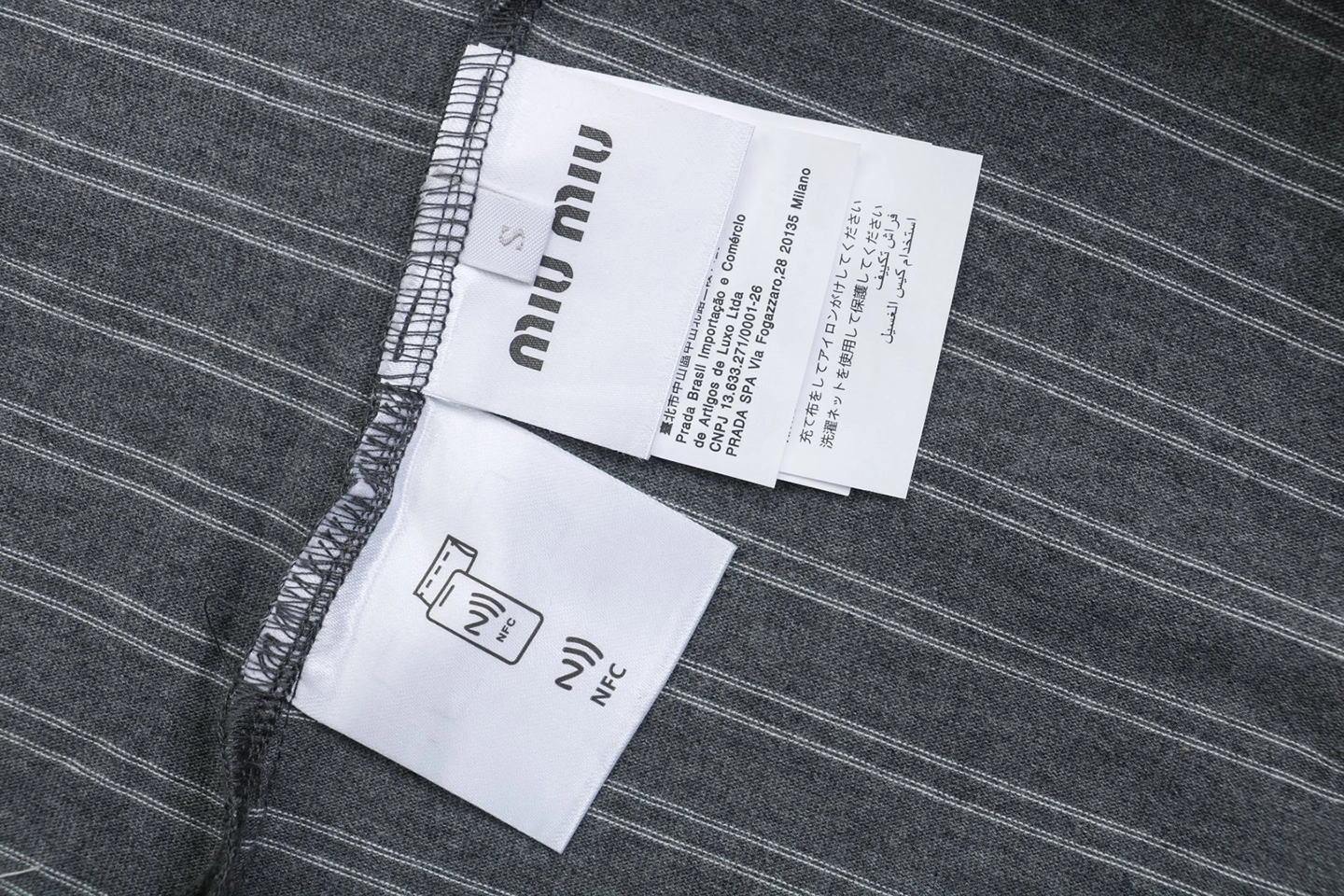 MM Striped Logo Patch Polo Shirt Grey/Black Wash tag