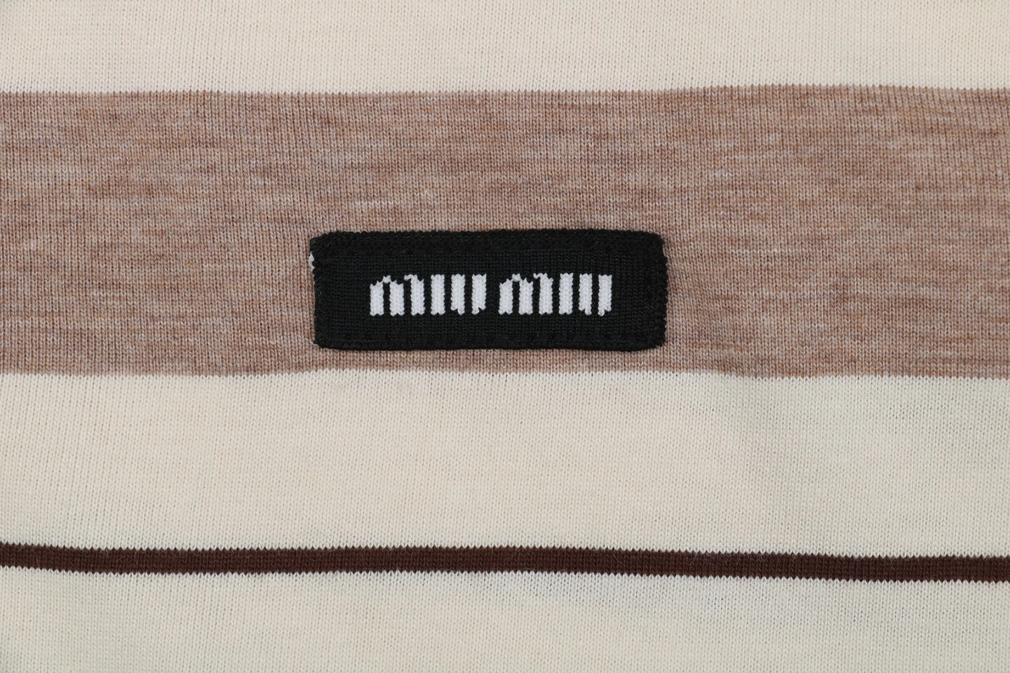 MM Striped Logo Patch Polo Shirt Khaki Logo tag