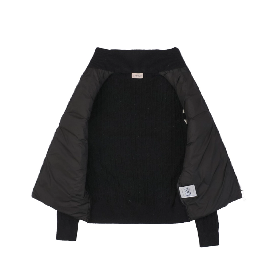 Moncler Double-Stripe Sleeve Panel Down Jacket Black Inside