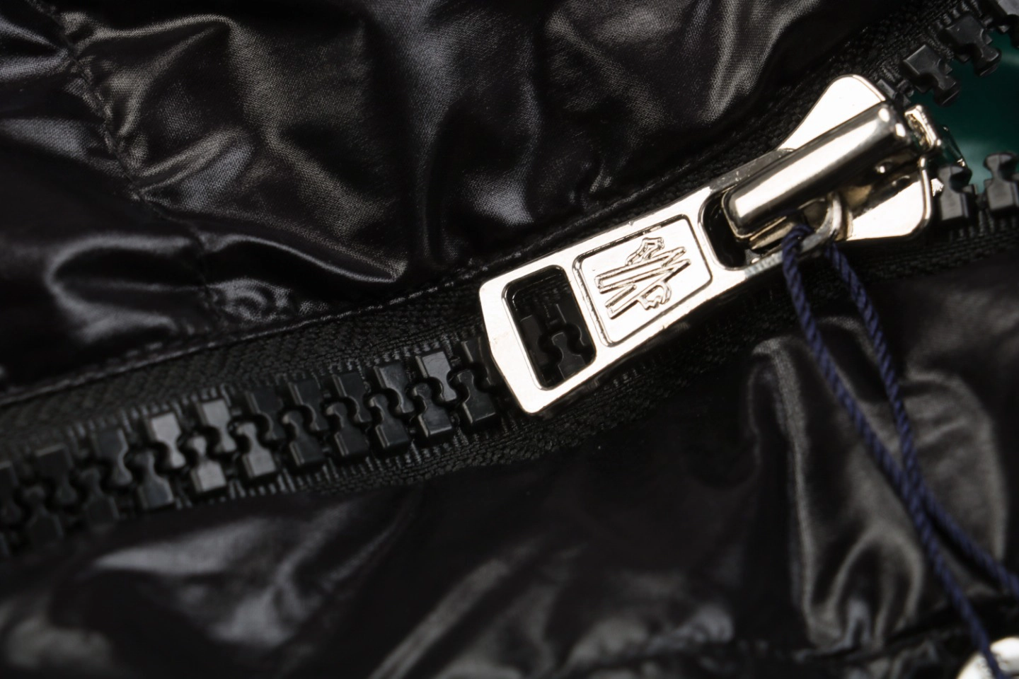 Moncler Maya Long Down Jacket in Black Zipper end