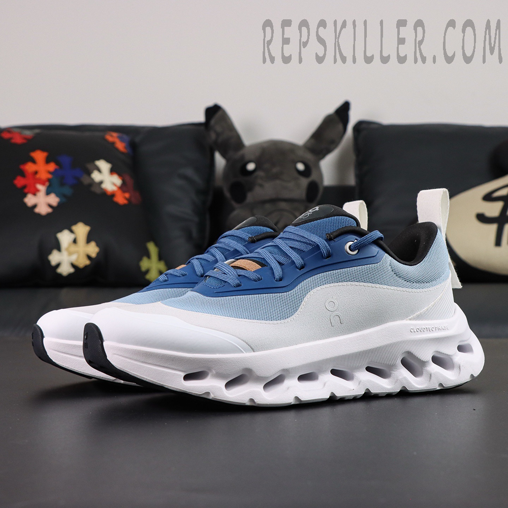 ON Loewe x Cloudtilt 2 ‘Blue White’ front side profile showcasing gradient blue mesh upper and white midsole.