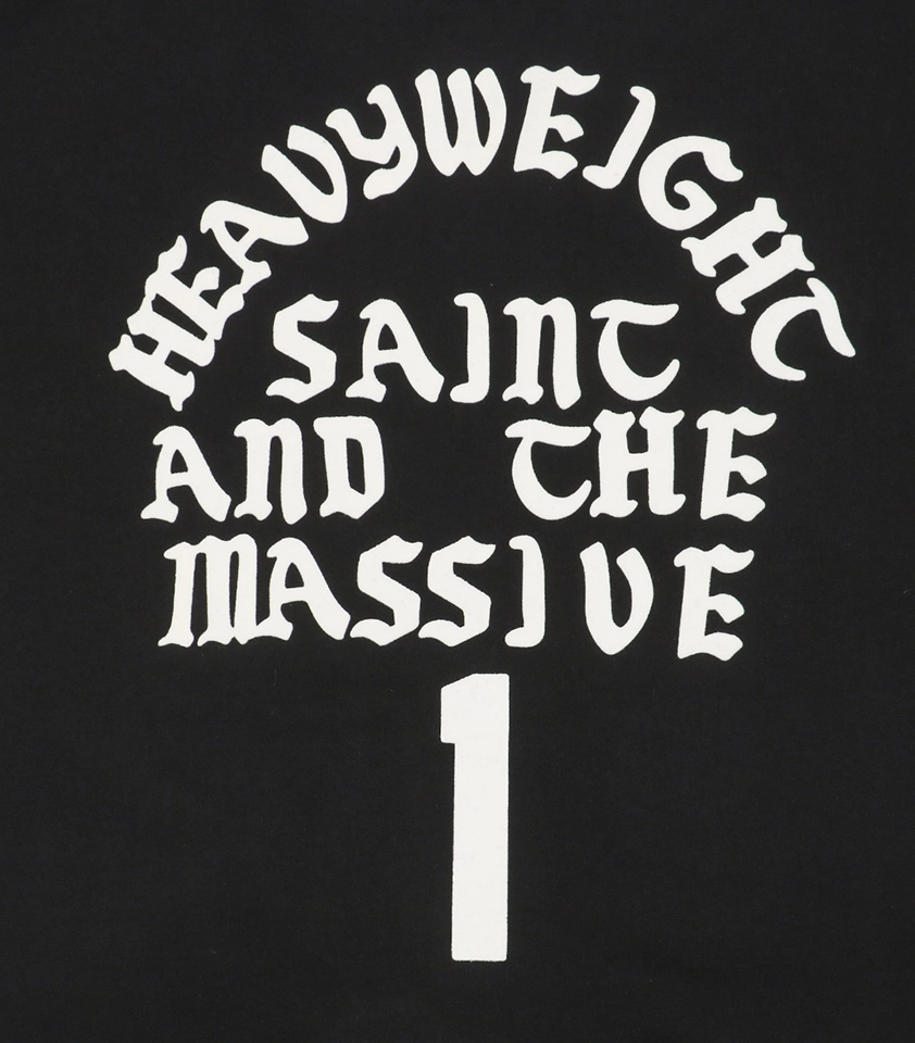Saint Michael Gothic Flocked Lettering Crewneck Sweatshirt Back side Print