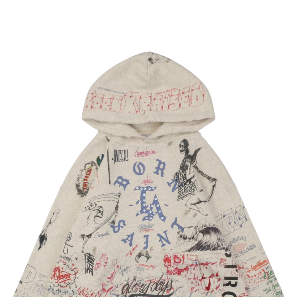 Saint Michael LA Diamond Allover Graffiti Hoodie