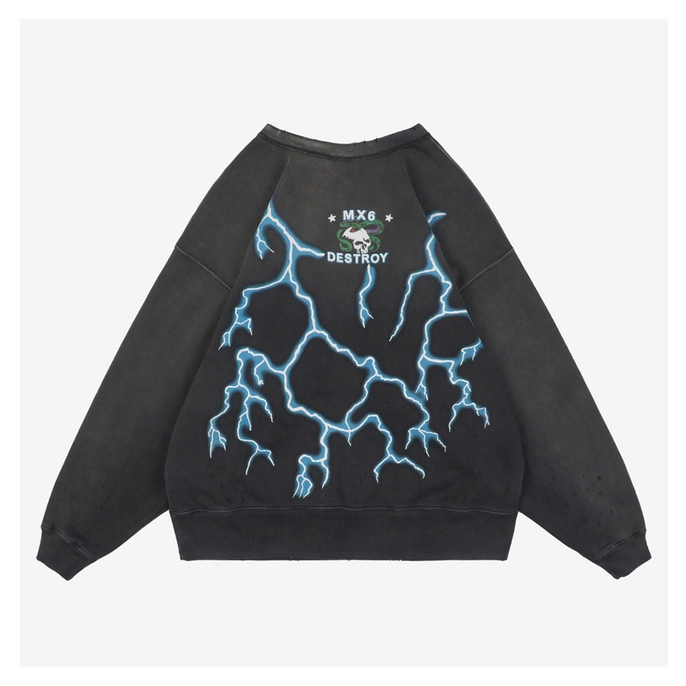 Saint Michael Medusa Lightning Graphic Crewneck Sweatshirt Back side