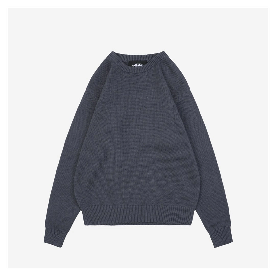 Stussy Surfer Graphic Knit Sweater Grey Front side