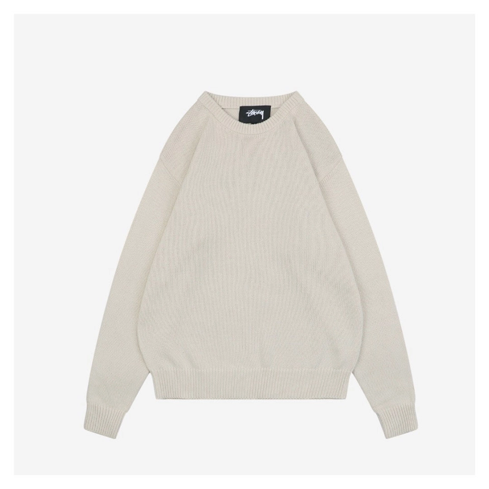 Stussy Surfer Graphic Knit Sweater Beige Front side
