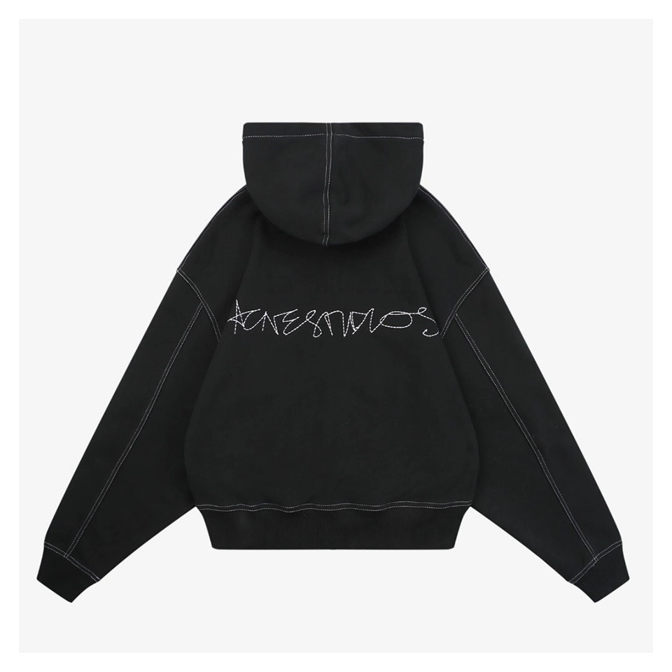 Acne Studios Contrast Stitch Logo Zip Hoodie Back view