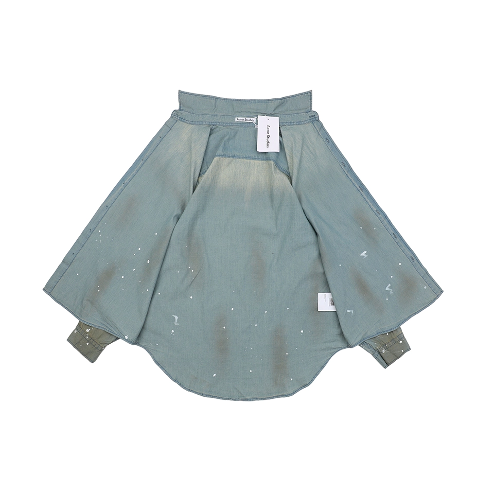 Acne Studios Paint-Splattered Distressed Denim Shirt Lining