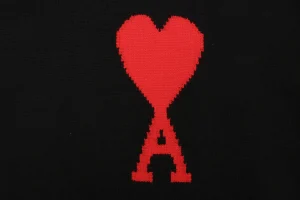 Ami Heart Intarsia Turtleneck Sweater Black Brand