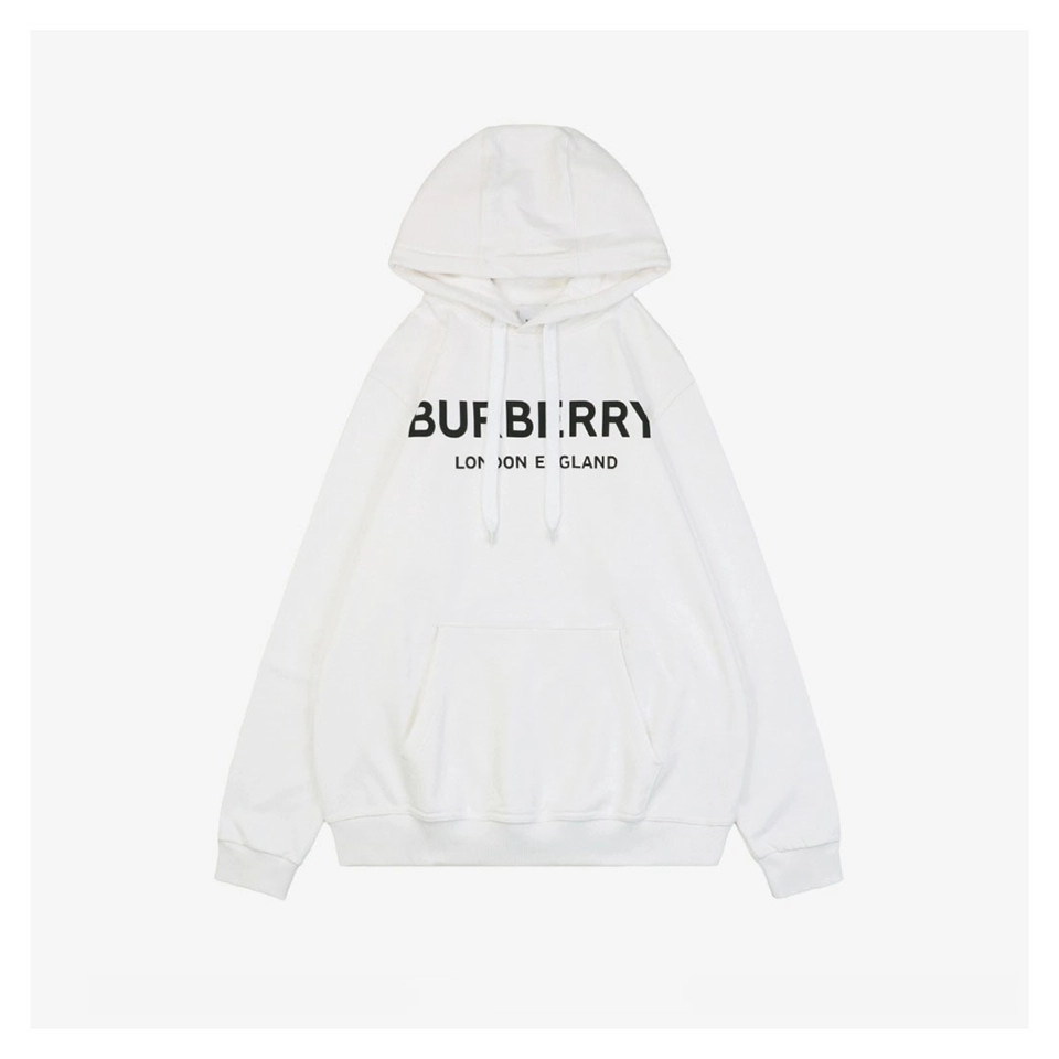 BBry Double Logo Print Hoodie White Front view