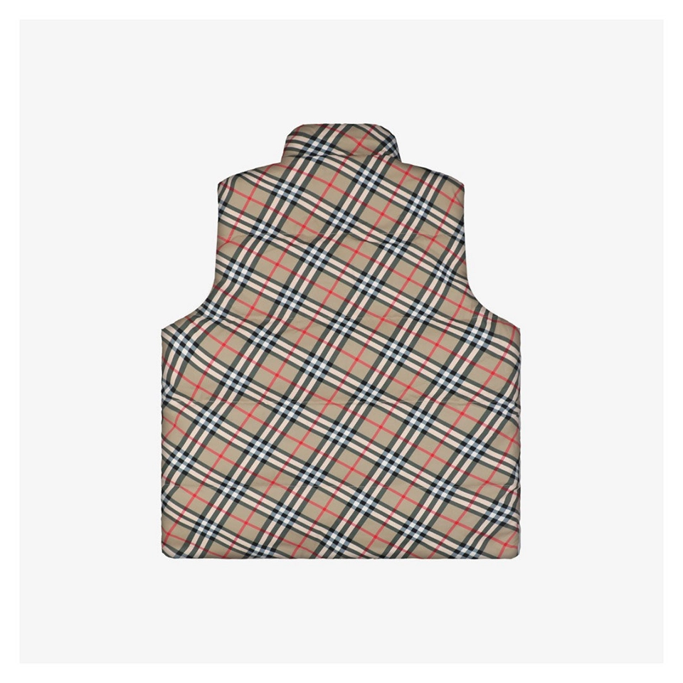 BBry Reversible Vintage Check Equestrian Knight Down Vest Back view