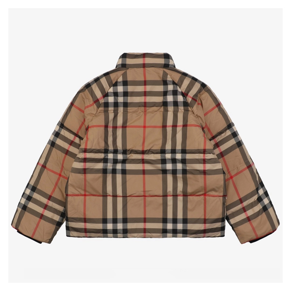 BBry Vintage Check Short Puffer Jacket Back view