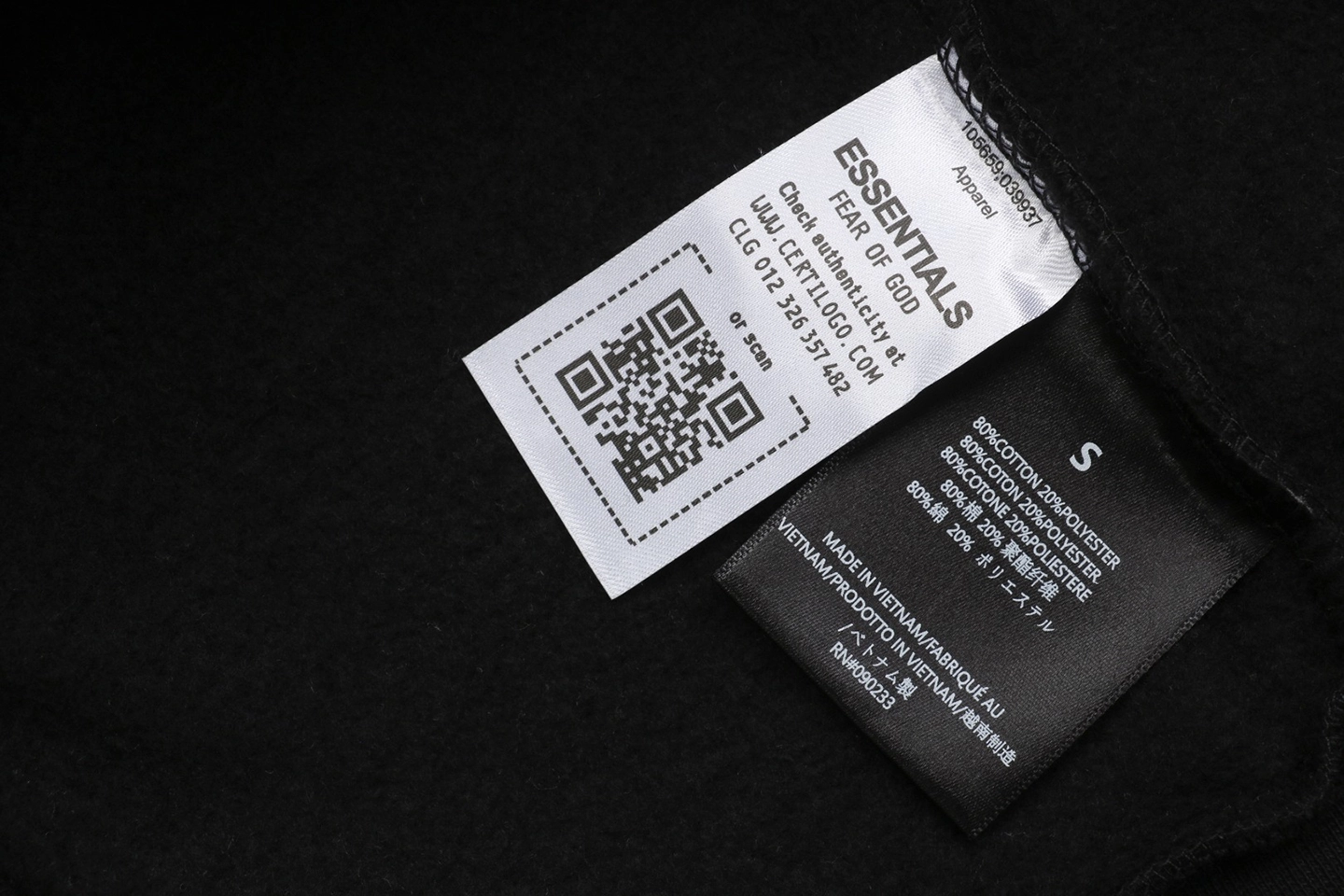Fear of God Essentials Arc Logo Polo Sweatshirt Black Wash label