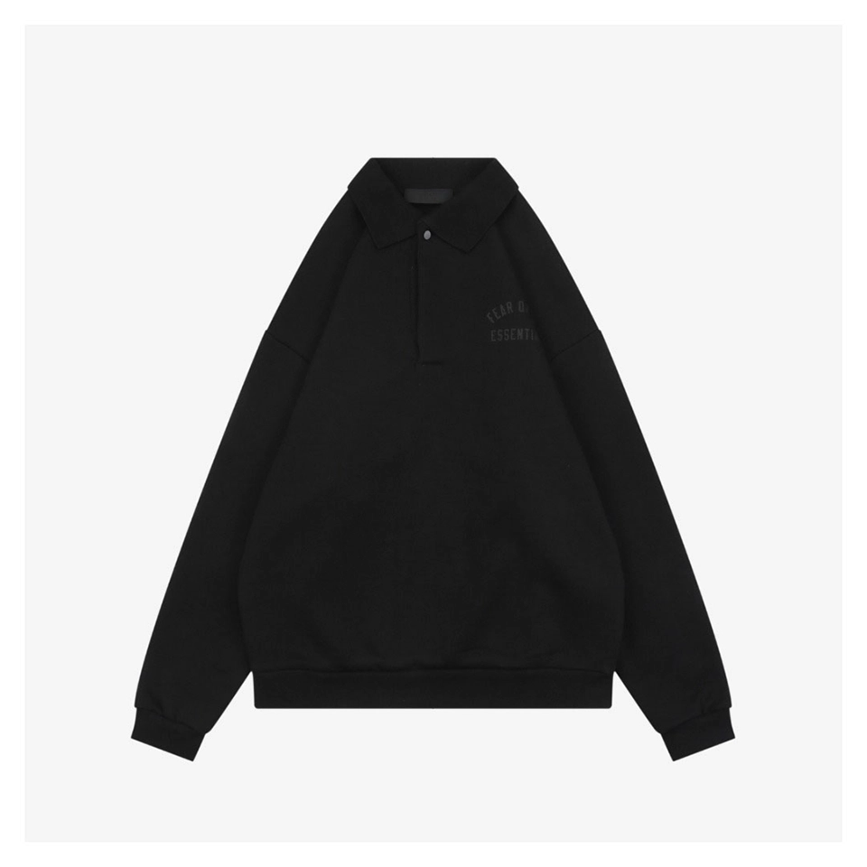 Fear of God Essentials Arc Logo Polo Sweatshirt Black