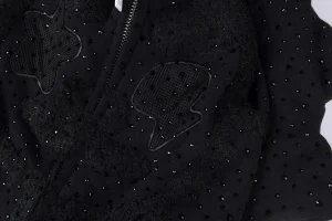 Glo Gang Black Rhinestone Spiked Full Zip Hoodie6